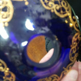 Czechoslovakia Chandelier 12 Light Crystal Overlay With Enamel  Cobalt Blue