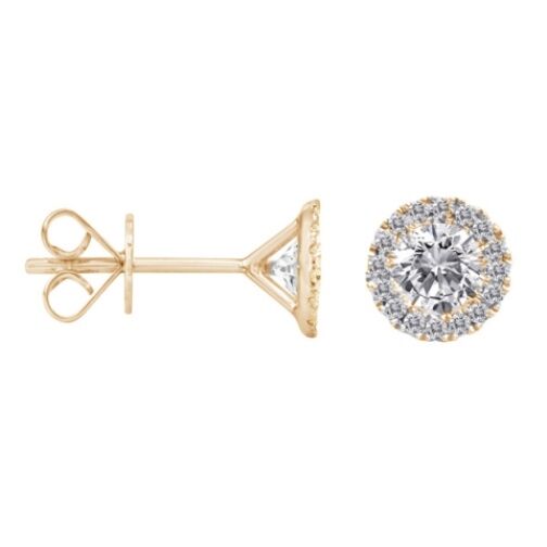 14K Yellow Gold Diamond Stud Martini Earrings 0.56 Carat Diamonds