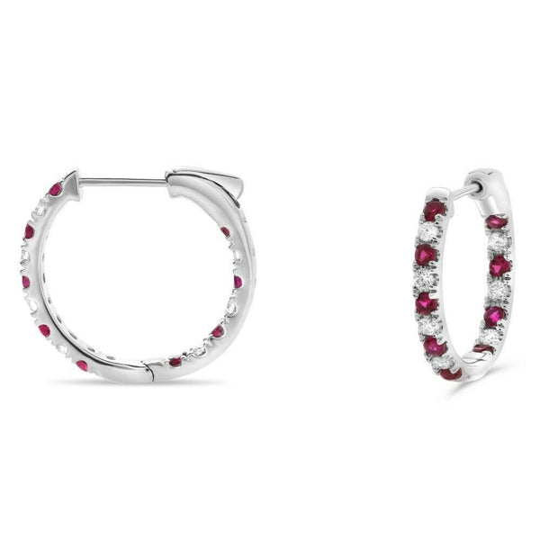 Ruby and Diamond Hoop Earrings