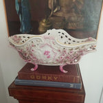 Antique Meissen Large Centerpiece Basket Pink