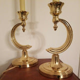 Vintage Heavy Brass Stylized Classic Modern Pair of Lamps
