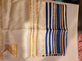 Kosher Tallit Prayer Shawl Tsit Tsit with Stripes Size 29" X 35" USED