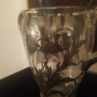 Antique Large Sterling silver Overlay Crystal Loving Cup #9408