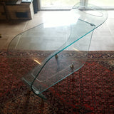 Modernist Scupltural Glass Signed Tea Cart