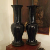Vintage Pair Of Chinese Cobalt Blue Lamps