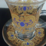 Antique Pair of Moser Islamic Bohemian glass Cup And Saucers