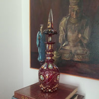 Antique Bohemian Glass Decanter Jeweled