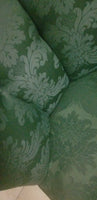 Green Damask Tufted Antique Couch - Diamonds Sapphires Rubies Emeralds