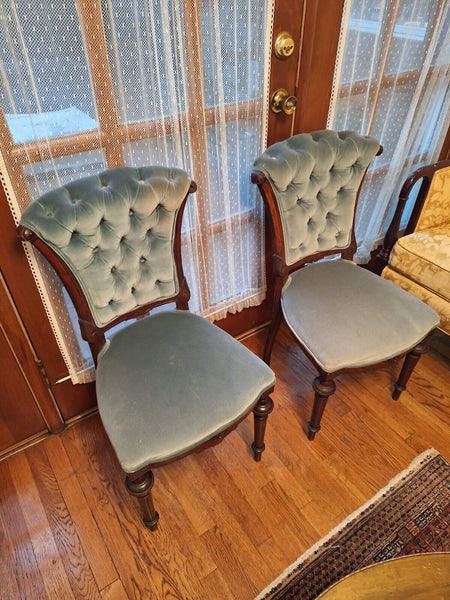 2 Matching Blue Upholstered Chairs