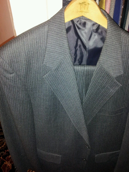 Evan Picone men's size 40 suit gray pinstripe Cashmere Blend Inseam 30 - Diamonds Sapphires Rubies Emeralds
