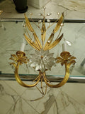 French Rock Crystal Gilt Pair Of Large Sconces