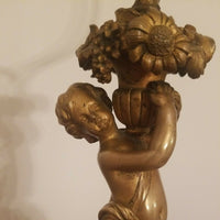 Antique Cherub Putti Cupid Bronze Lamp