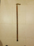 Carved Wooden Cane/ Walking Stick 36.625" HANDLE IS LOOSE