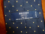 Elegant Navy Blue Polka Dot 100% Woven Silk Brooks Basics Tie Made in USA - Diamonds Sapphires Rubies Emeralds