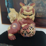 Mid Century Modern Porcelain Gold Foo Dog Sculpture #91258