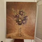 Antique Impressionist Purple Large Still Life Painting