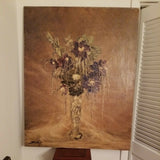 Antique Impressionist Purple Large Still Life Painting