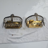 Vintage Pair Of Crystal And Bronze Sconces