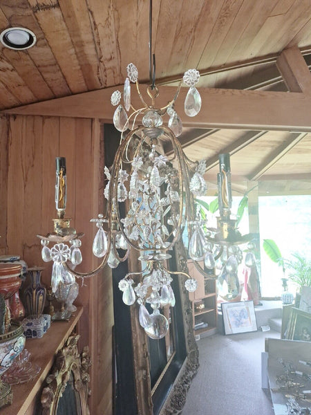 Antique French Bagues Rock Crystal Chandelier