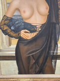 Large Framed Artwork Of A Very Attractive Topless Woman