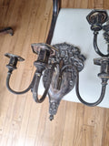 Pair Of Antique Armorial Lion Crown Silvered Sconces Hallmark