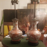 Antique Pair Of Asian Porcelain Chinoiserie Lamps