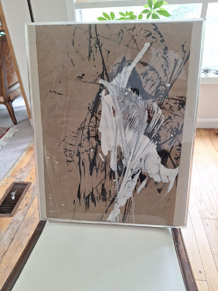 Mid Century Modern Abstract Expressionist Painting Lucite Frame