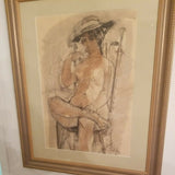 Seated Nude Mid Century Modern Painting