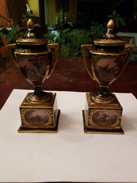 Antique royal vienna porcelain gold Urns - Diamonds Sapphires Rubies Emeralds