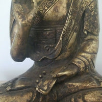 Antique Asian Sculpture Deity Patinated Signed