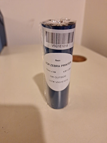 Resin for Zebra Printer 110mm x 74M 4.33" X 243' Ink Outside Lot# V5Q1E1018