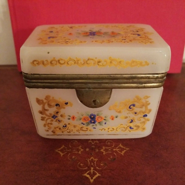 Antique Opaline Bohemian Jewelry Box Casket