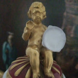 Antique Italian Porcelain Museum Quality Gold Urn With Cupid Putti