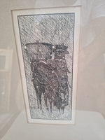 Antique Signed Surrealist Etching Framed