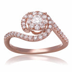 14K Rose Gold with 0.73 TCW Diamonds with Twisted Shank Size 6.5 - Diamonds Sapphires Rubies Emeralds