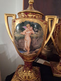 Pair Of Antique Nude Royal Vienna Porcelain Ruby Rich