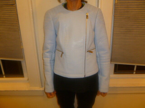 Ladies Light Blue Vince Camuto Size 2 Faux Leather Jacket