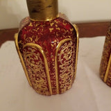 Antique Moser Heavy Gold Pair Of Perfume Bottles