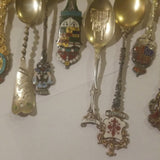 Antique Set Of 11 Silver With Enamel Teaspoons European and Canadian Mint Condit