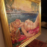 A Vintage Nude Impresionist Painting of Blonde Woman