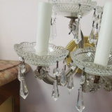 5 Light Bronze And Crystal Czechoslovakia Sconce Pair