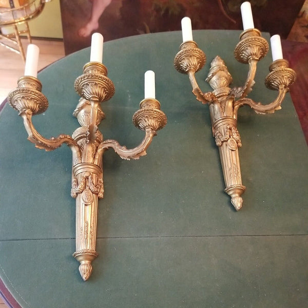 Pair Of Louis XV French Bronze Sconces