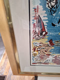 Vintage Nude Girl Raoul Dufy Lithograph Beach Scene Designer Frame