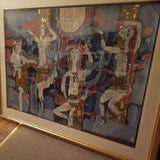 Mid century Modern Picasso Inspired Cubist Nude "Dancing" by Qin #910008