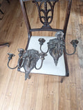 Pair Of Antique Armorial Lion Crown Silvered Sconces Hallmark