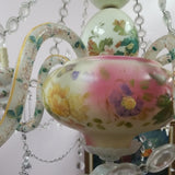 19th Century Opaline Crystal Chandelier made in France 6 lights