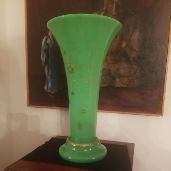 Massive French Opaline Jade Green Vase