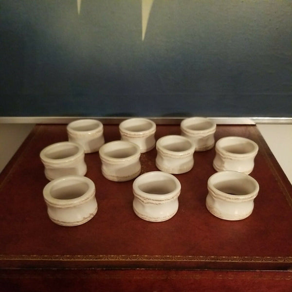 Antique Set of 10 Porcelain Napkin Rings