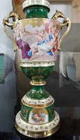 Antique unmarked palace Royal Vienna center piece nude allegory jade porcelain - Diamonds Sapphires Rubies Emeralds