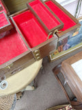 Antique Chinese Chiming Jewelry Box Wood And Brass